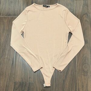 Nasty Gal Stone Long Sleeve Ribbed Bodysuit
